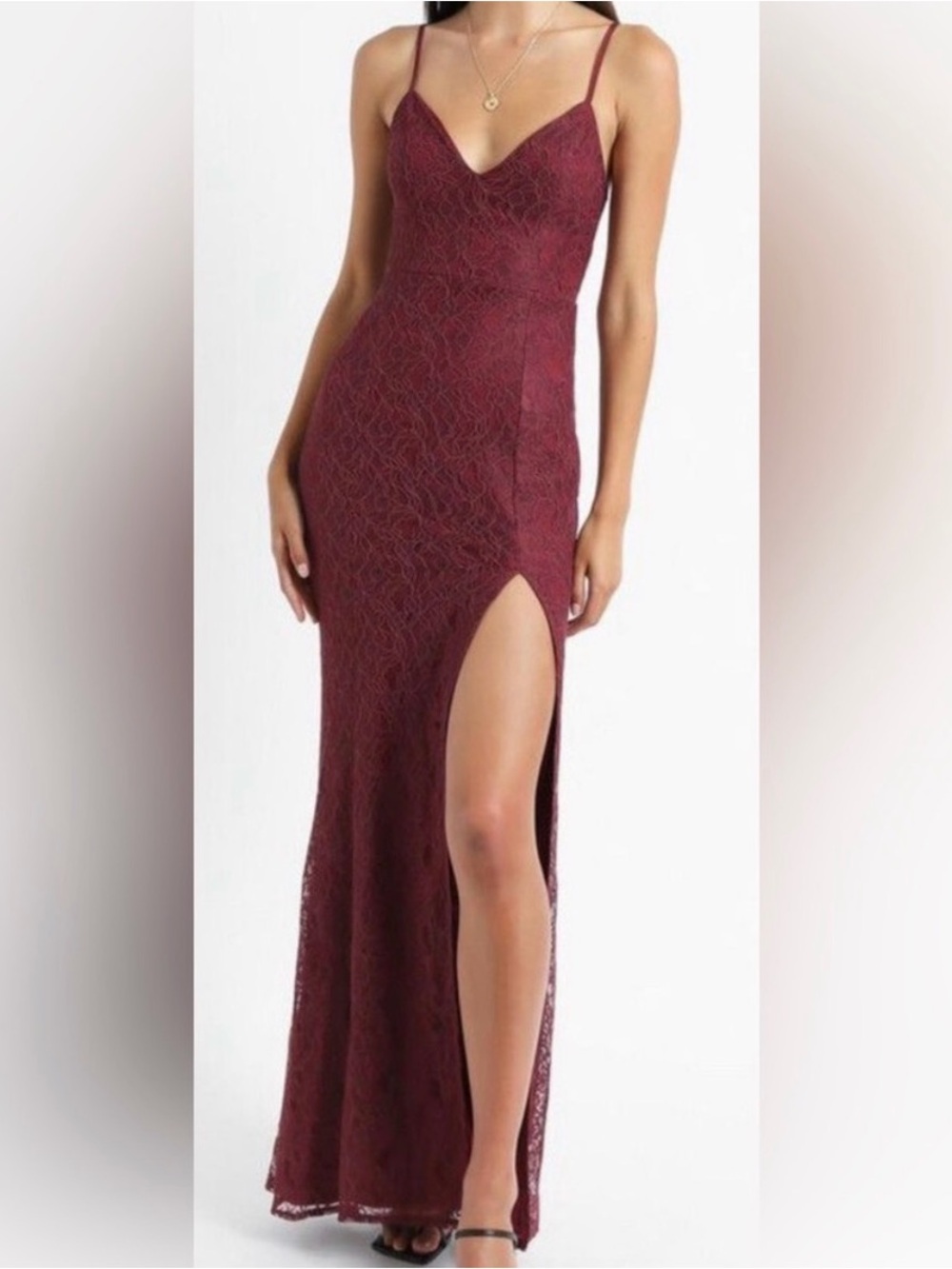 Showpo Burgundy Lace Dress